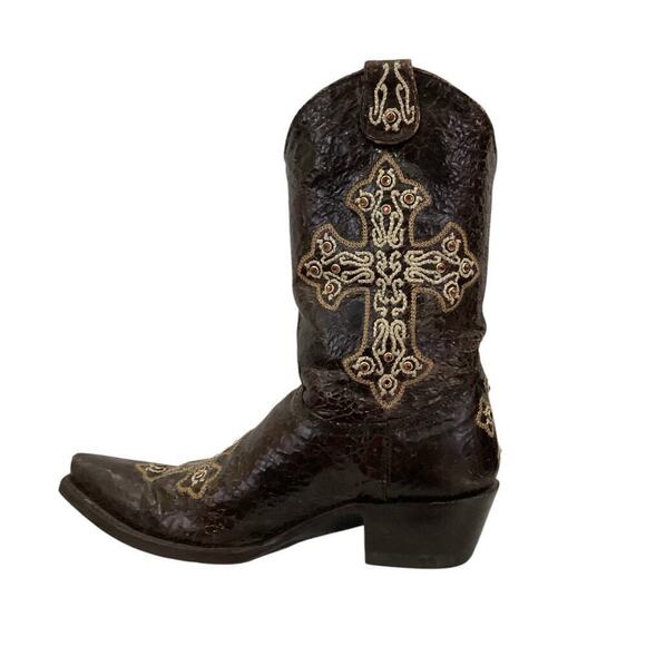Old Gringo Brown Leather Jeweled Studded Cross Western Cowgirl Boot Size 6 - Picture 5 of 12